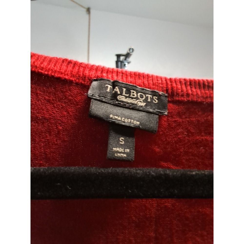 Talbots Red Pima Cotton Blend Scoop Neck Sleeveless Sweater Vest Shell Small - Picture 4 of 6